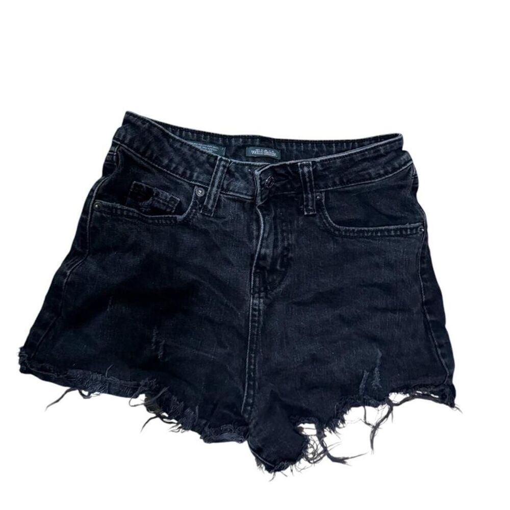 Wild Fable Black High Rise Rolled Cuff Denim Shorts Size 2/XS — Y2K Retro Grunge